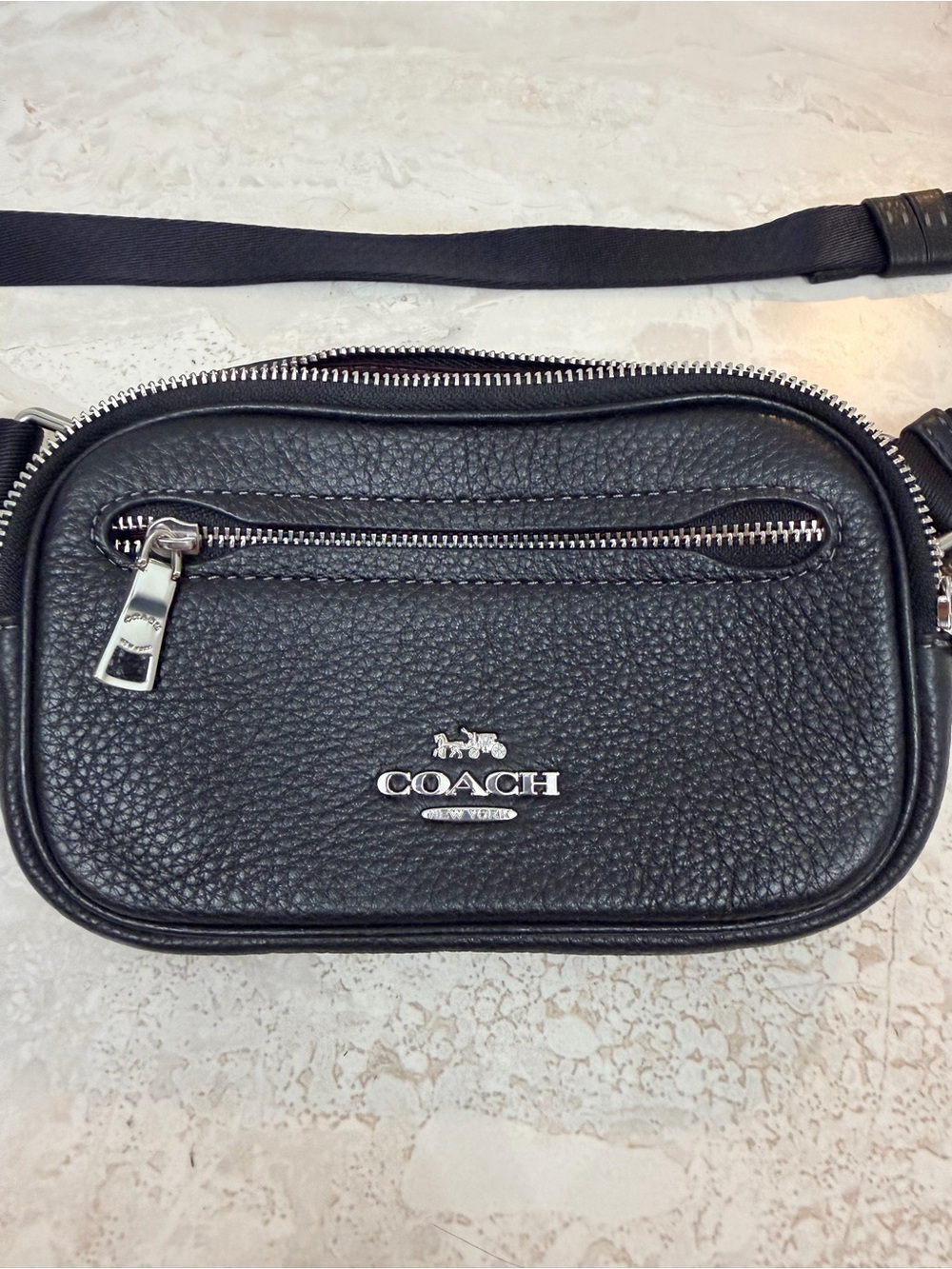 Coach Pebbled Leather Black Crossbody Bag